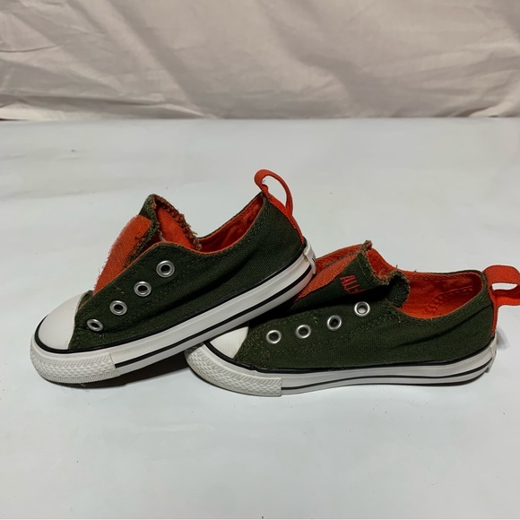 Converse All StarToddler 8 Easy Slip Khaki Green/Orange Sneakers - Picture 3 of 12